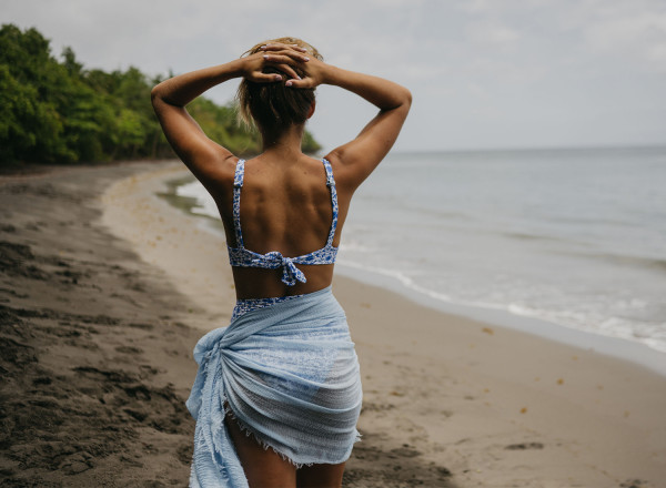 Blue faience Maryline bikini top